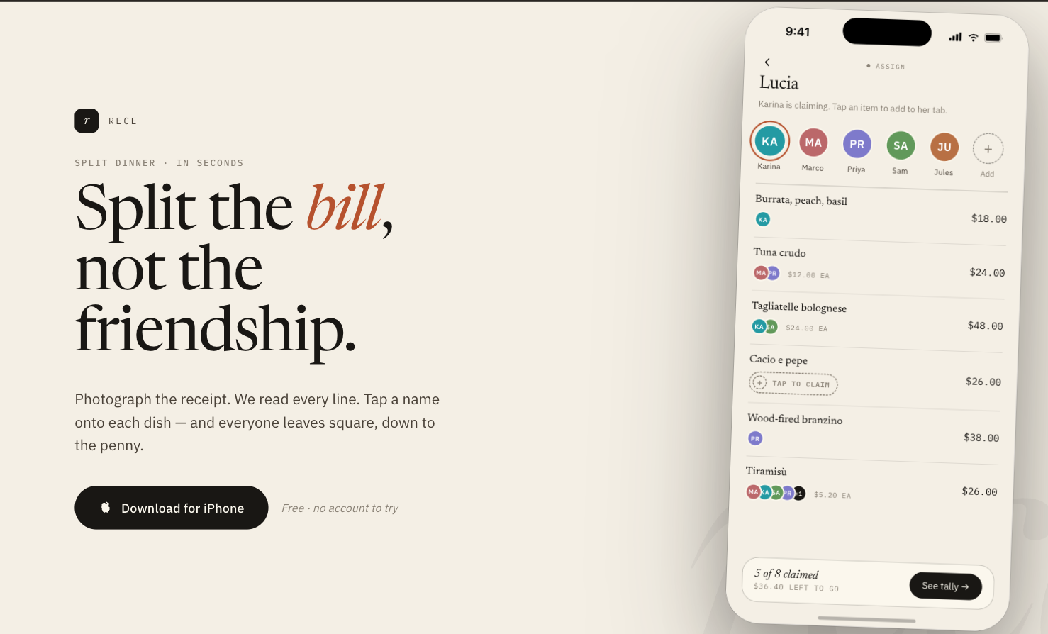 Rece web dashboard